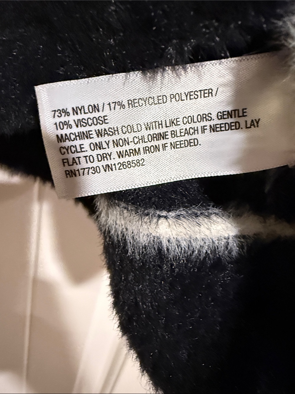 Black & White Striped Fuzzy Polo Top - Picture 5 of 7